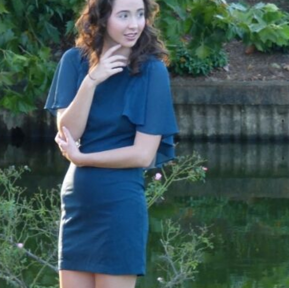 Blue Charlotte Russe Dress with Flowy Sleeves